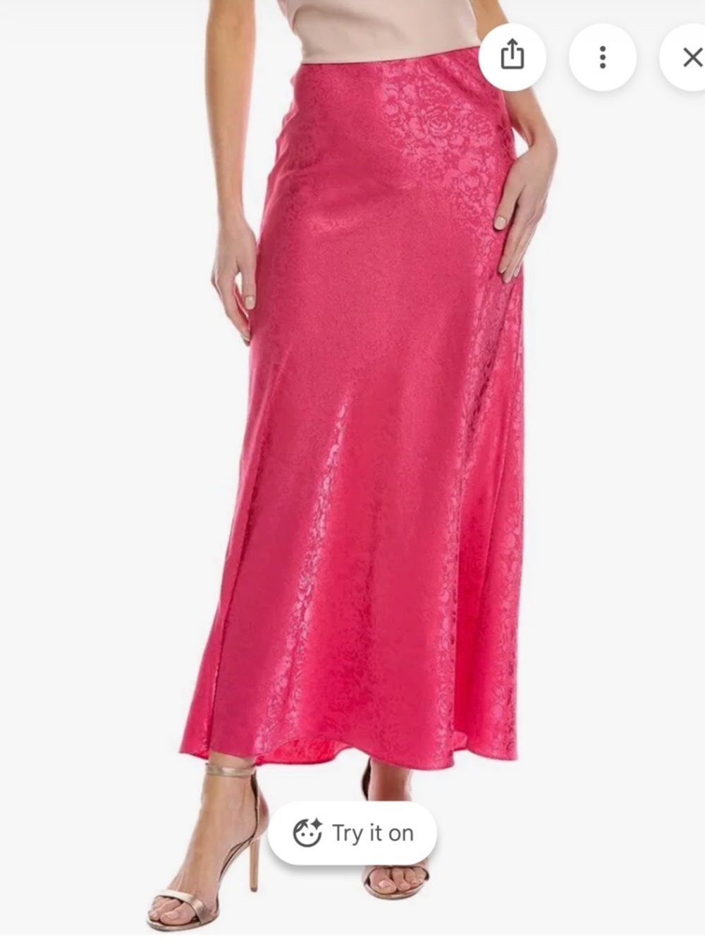 Ronny Kobo Collection Fuchsia Satin Jacquard Maxi Skirt